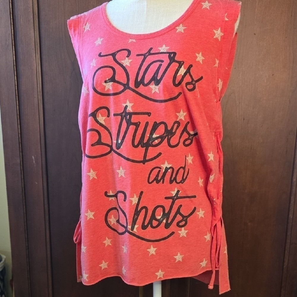 Shyanne Stars Stripes and Shots Tank XL Western Country Concert Top - Picture 3 of 7